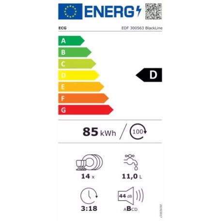 ECG EDF 300563 BlackLine mosogatógép szabadonálló inox 14 terítékes